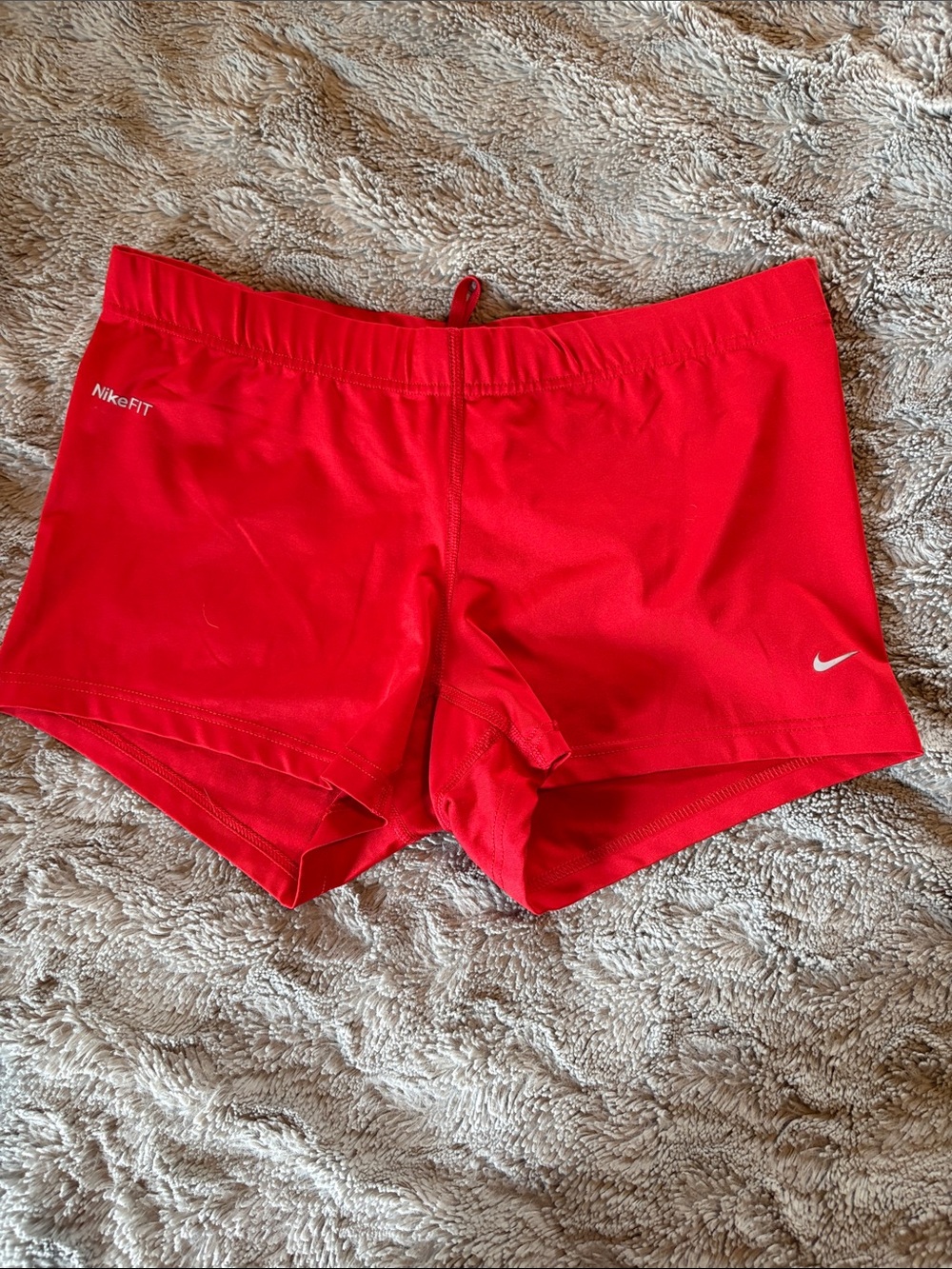 Nike Red Performance Training Shorts with Gray Swoosh